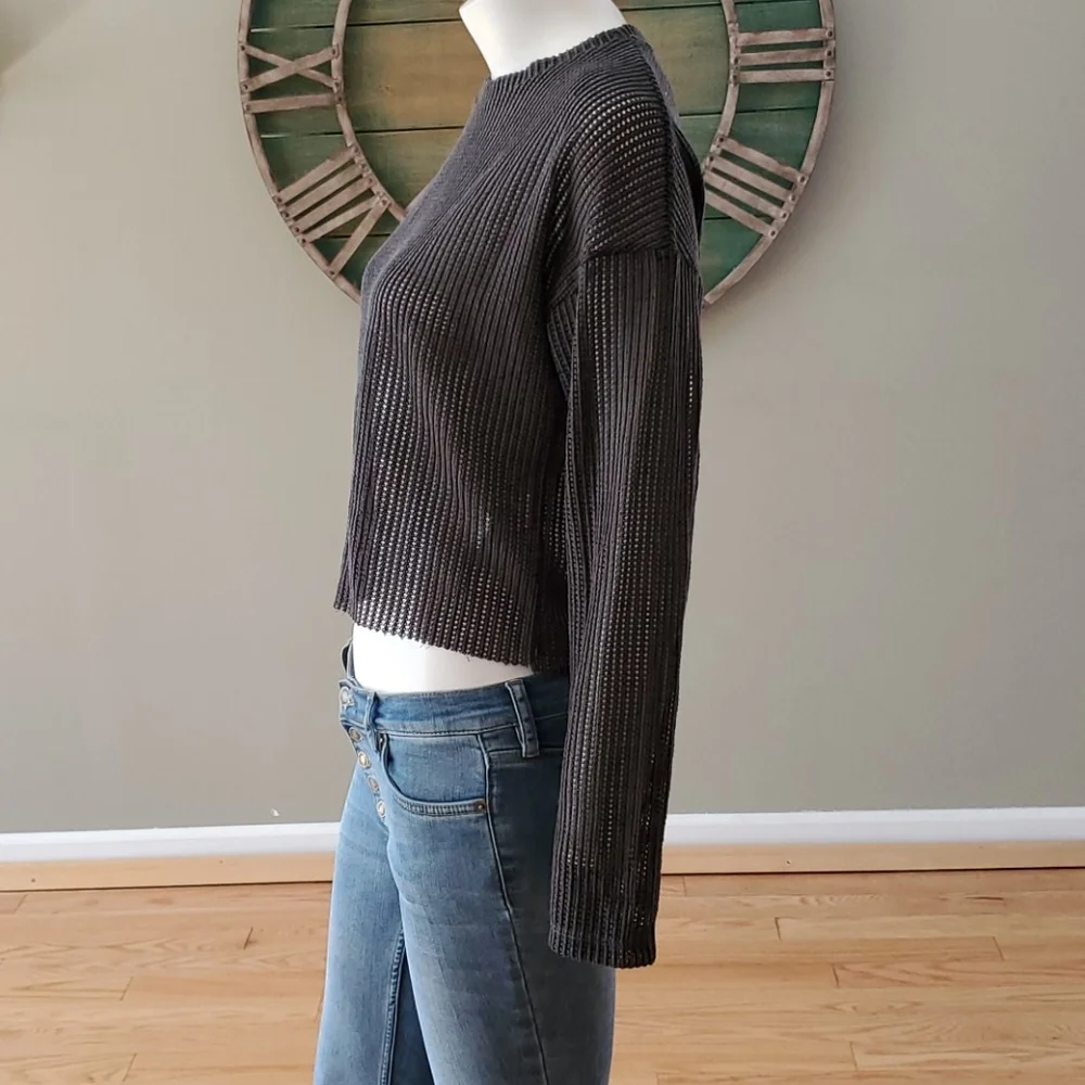 Zara sheer textured long sleeve top